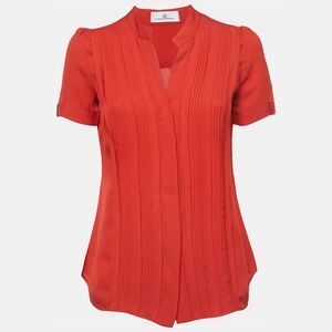 Ch Carolina Herrera Red Silk Top S